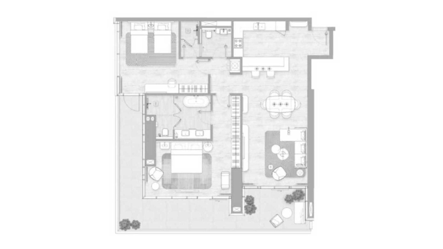 APARTMENT FLOOR PLAN «TYPE 1», 2 BEDROOMS IN KEMPINSKI MARINA RESIDENCES